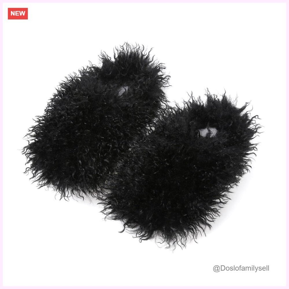 Faux Fur Slippers with Memory Foam, Non-Slip Soles, Unisex Slides